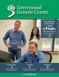 Friends newsletter cover with three employee sin an office