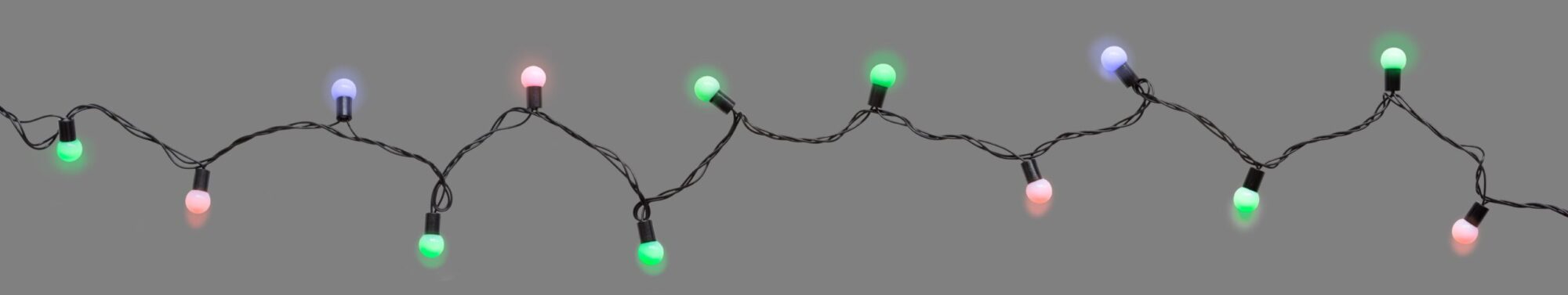 Strand of holiday lights turned on